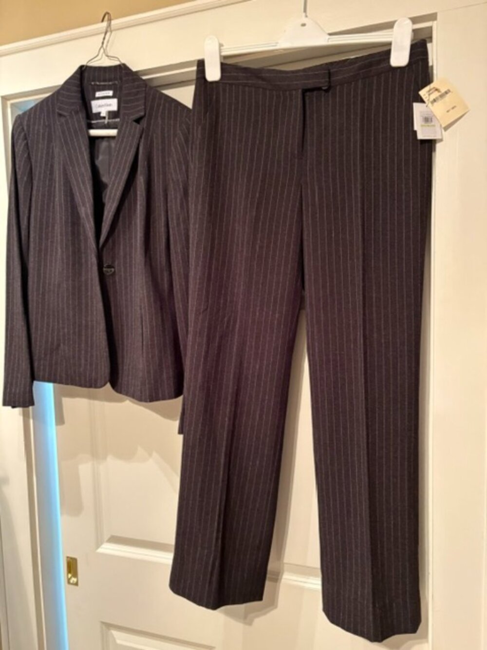 Calvin Klein gray pinstripe suit